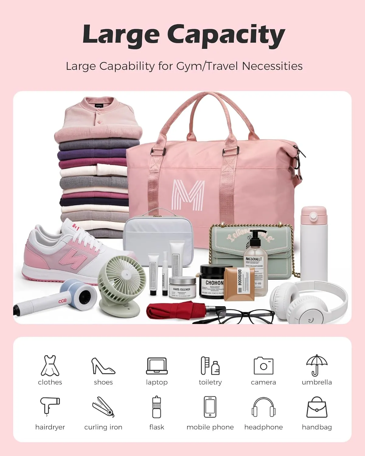 Graduate Gifts for Her, Initial Travel Duffel Bag, Girls Weekender Bag, Monogram Kids Overnight Bag,Graduation Gift, Gifts for 10 11 12 13 14 15 16 17 18 Year Old Girl (Letter J)