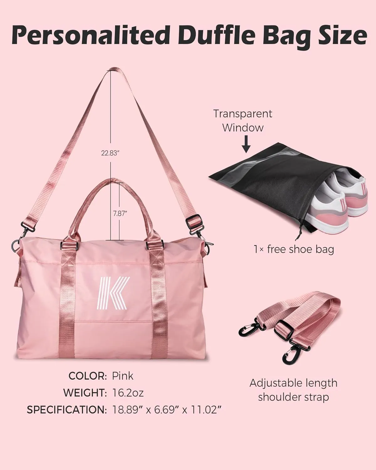 Graduate Gifts for Her, Initial Travel Duffel Bag, Girls Weekender Bag, Monogram Kids Overnight Bag,Graduation Gift, Gifts for 10 11 12 13 14 15 16 17 18 Year Old Girl (Letter J)