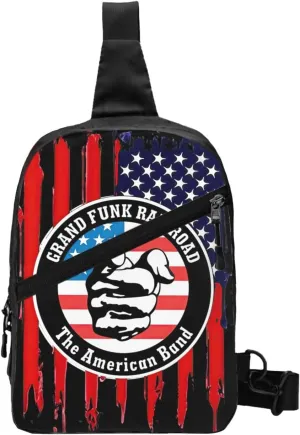 Grand Music Funk Railroad Crossbody Bag Chest Handbag Sling Backpack Adjustable Shoulder Pouch Cool Outdoor Rucksack Foldable Multipurpose Daypack for Activity