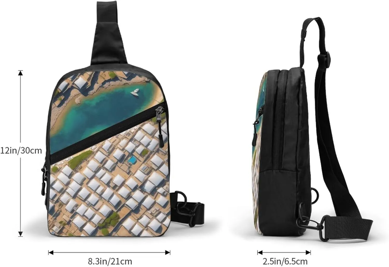 Greek Architecture Printed Patterns Sling Bag For Women And Men Fashion Folding Chest Bag Adjustable Crossbody Travel Shoulder Bag