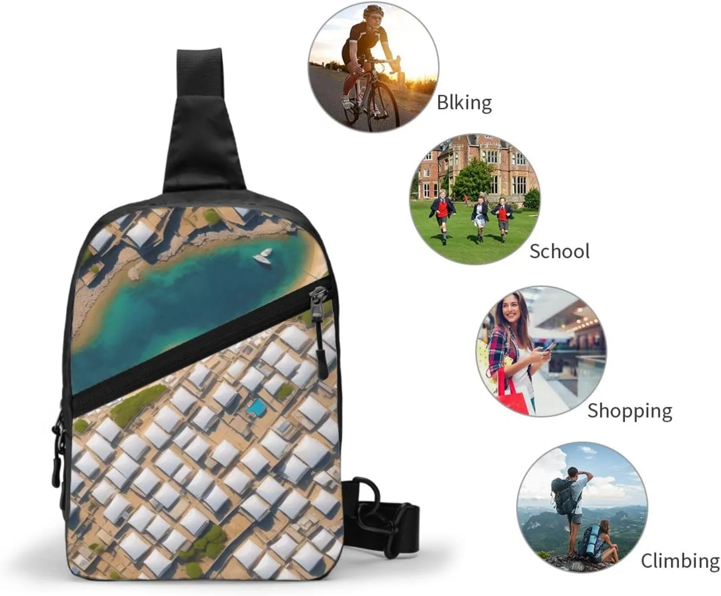 Greek Architecture Printed Patterns Sling Bag For Women And Men Fashion Folding Chest Bag Adjustable Crossbody Travel Shoulder Bag