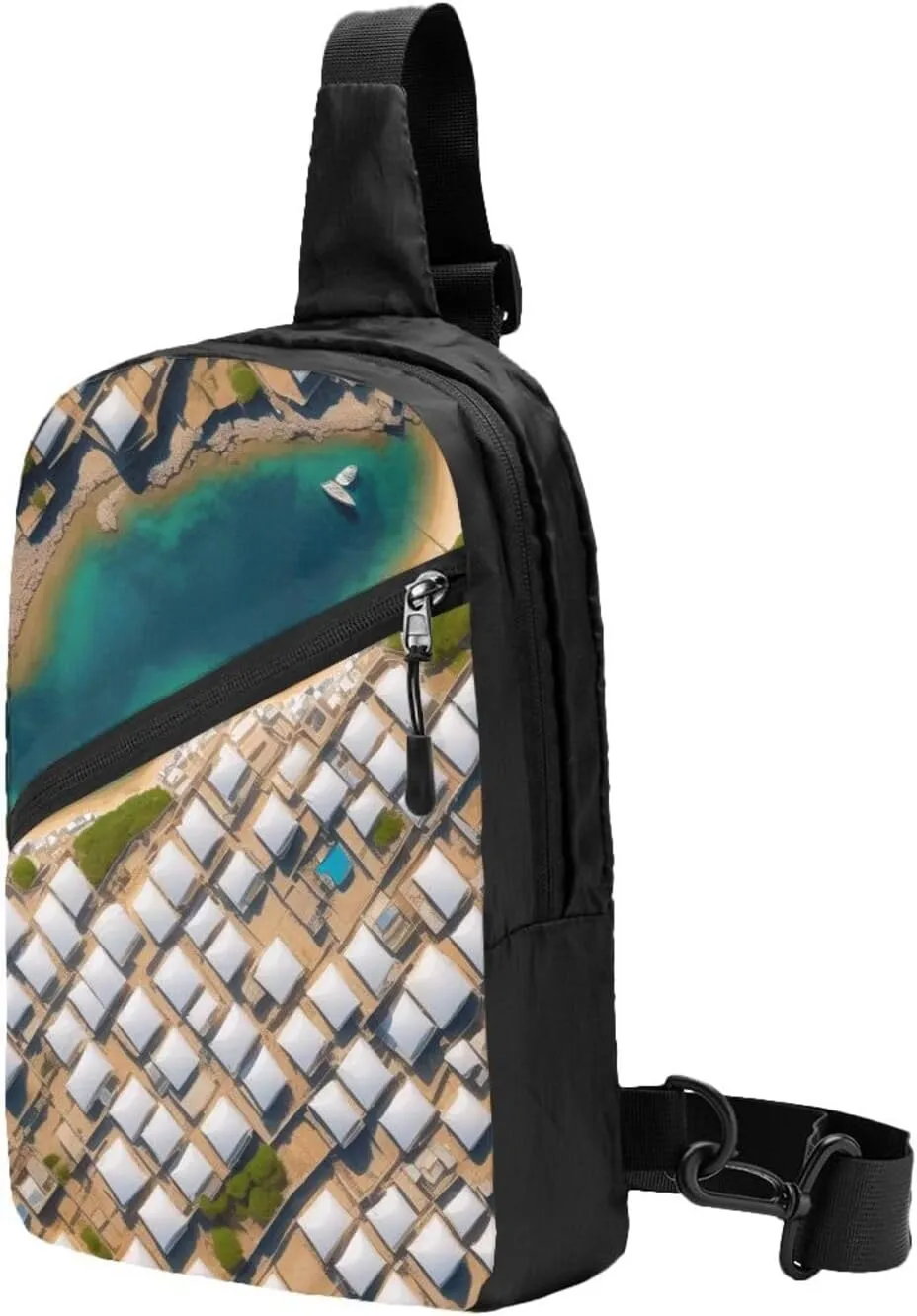 Greek Architecture Printed Patterns Sling Bag For Women And Men Fashion Folding Chest Bag Adjustable Crossbody Travel Shoulder Bag