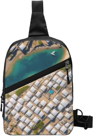 Greek Architecture Printed Patterns Sling Bag For Women And Men Fashion Folding Chest Bag Adjustable Crossbody Travel Shoulder Bag