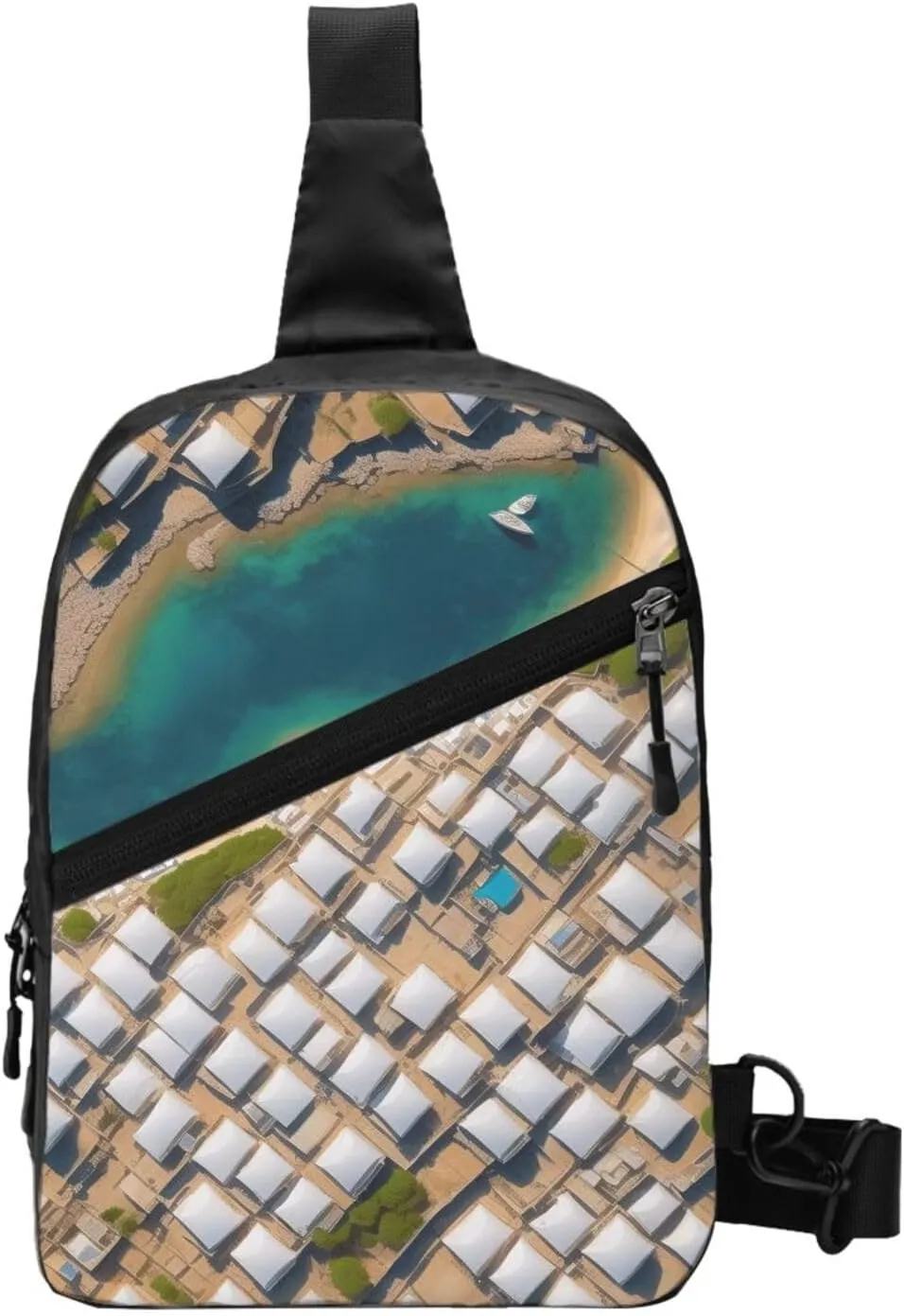 Greek Architecture Printed Patterns Sling Bag For Women And Men Fashion Folding Chest Bag Adjustable Crossbody Travel Shoulder Bag