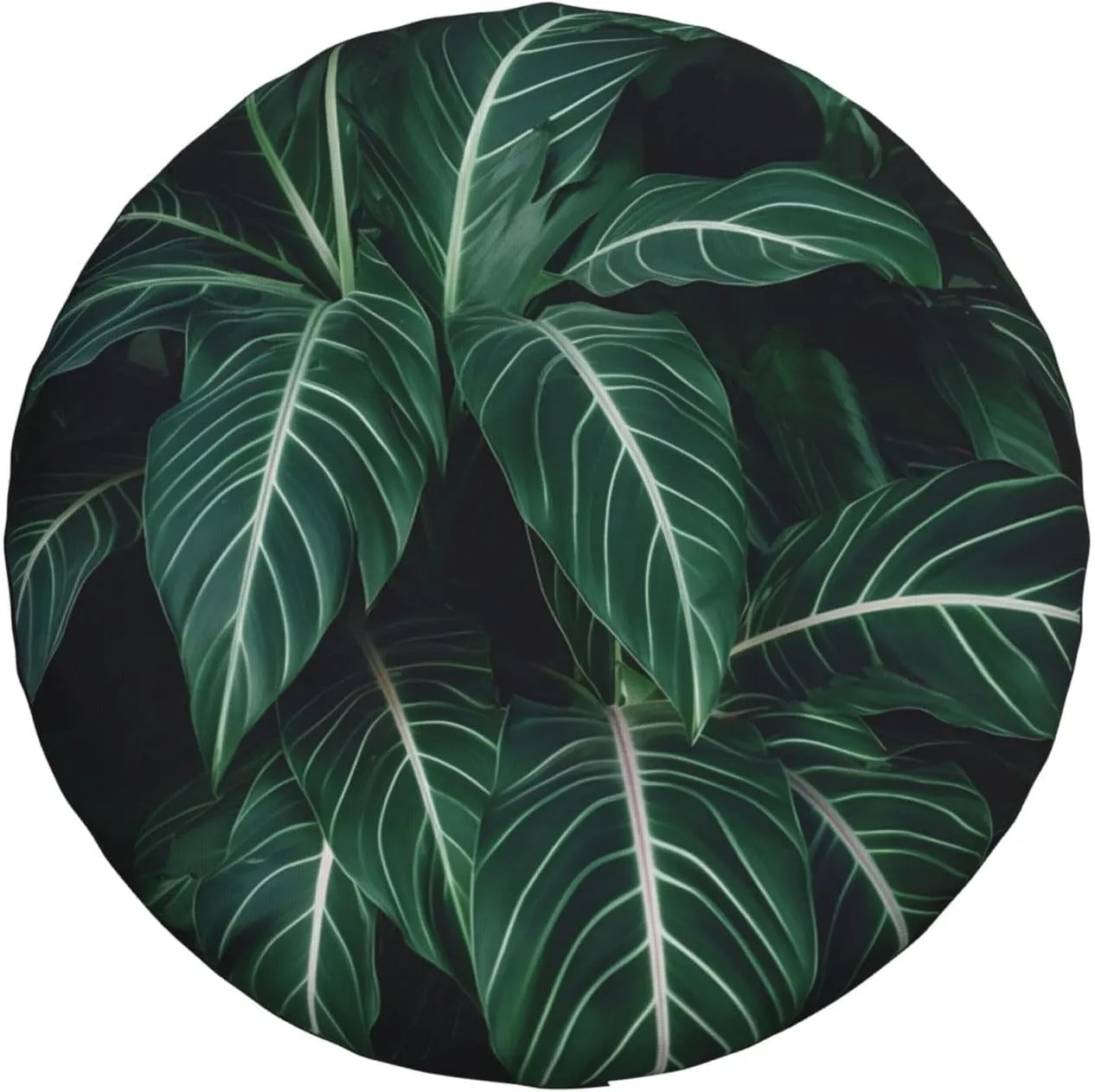 Green Long Leaves Tire Cover Outdoor Waterproof Snow Sun Rain Wheel Cover Portable Wheel Bags Camper Spare Tire Cover Universal Car Tire Protectors for Trailer RV SUV