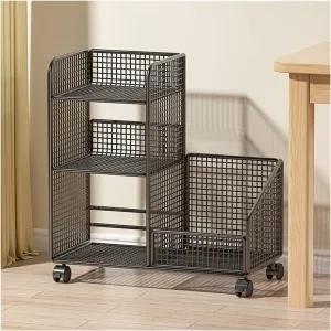 GRFIT Bookshelves Storage Rack Movable Bookshelf Desk Floor Storage Rack School Bag Book Storage Cabinet Office Wheeled Trolley Bookcase Office Storage Rack