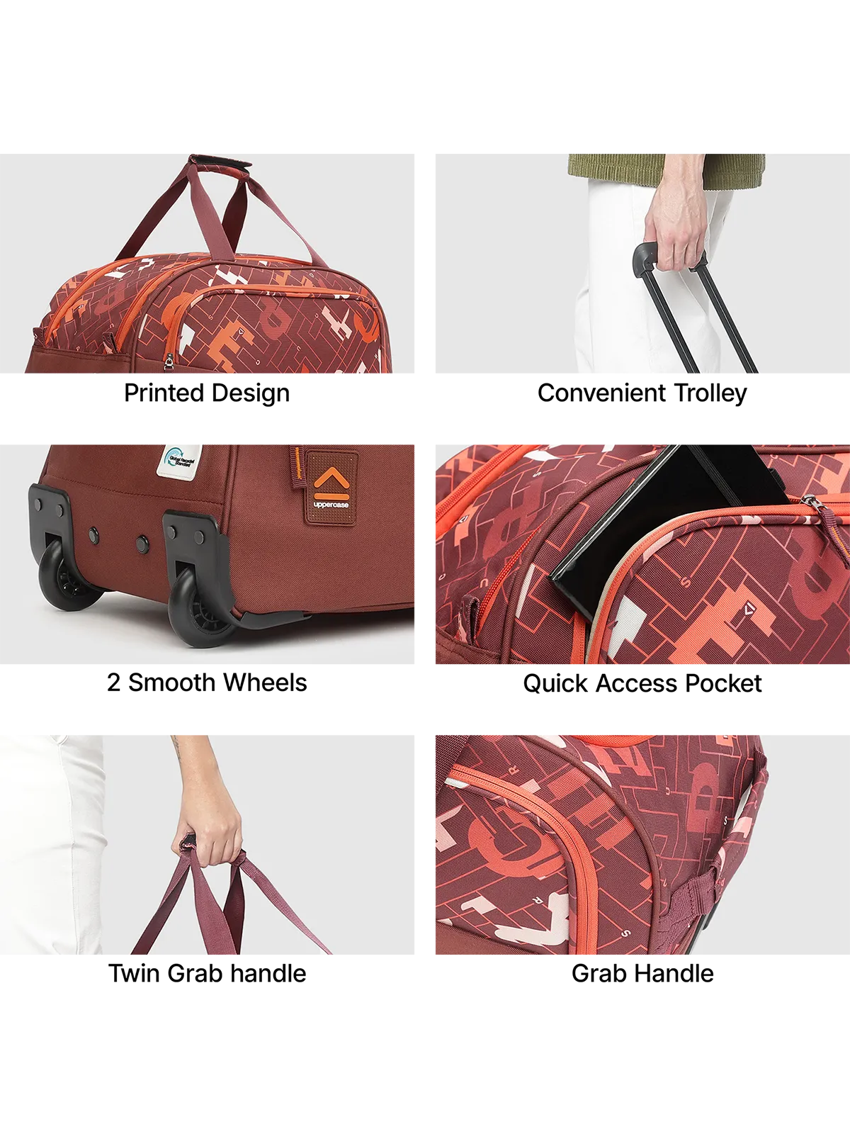 Grid Maroon Large Duffle