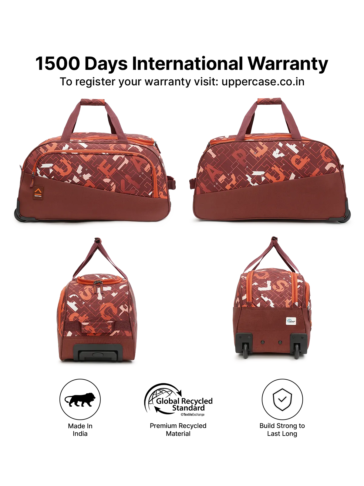 Grid Maroon Large Duffle