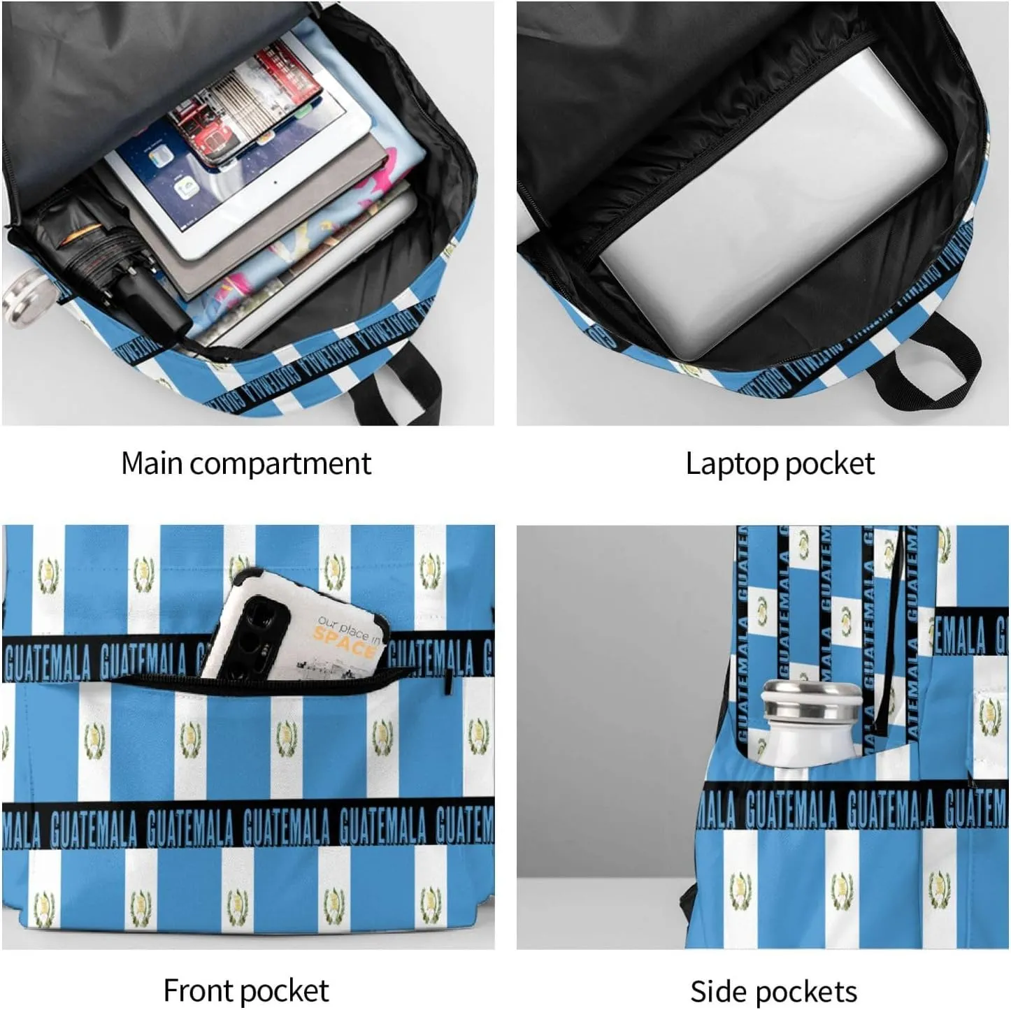 Guatemala Guatemalan Flag Backpack Large Capacity Backpack Lightweight Double Shoulder Bag For Women Men Travel