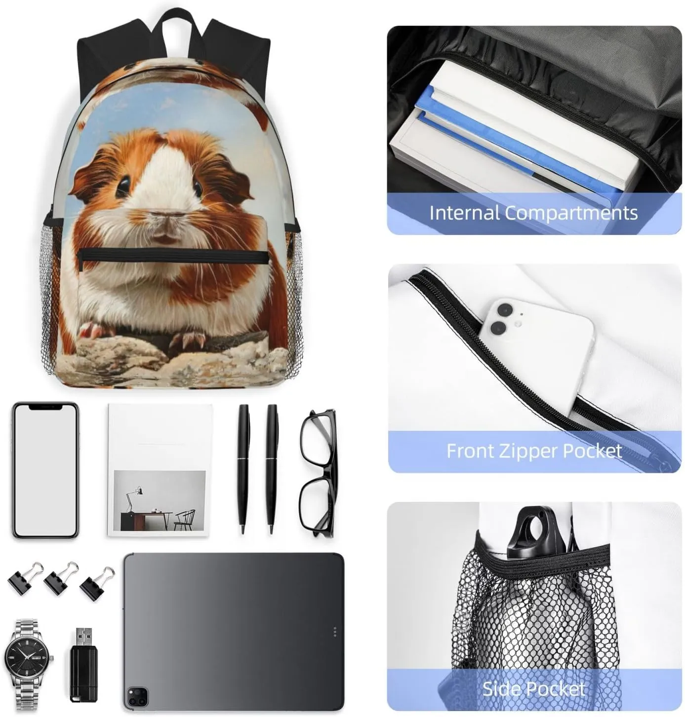Guinea Pig Men Women Office Laptop Backpack,Work Bag 15.7 Inch Business Travel Bags Large Capacity