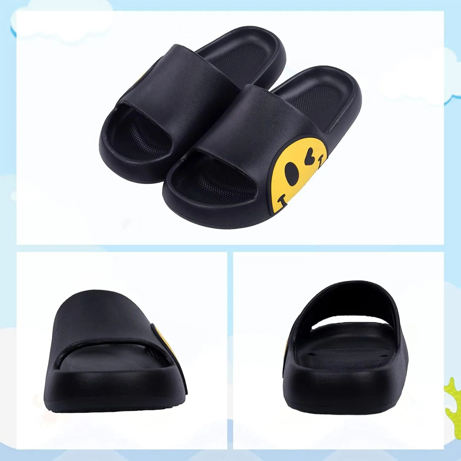 Guyarns Big Kids Cloud slides,Boys Girls Slides Non-slip Summer Beach Pool Shoes Toddler Cartoon Slides Sandals Indoor&Outdoor Garden Slippers Shower Shoes
