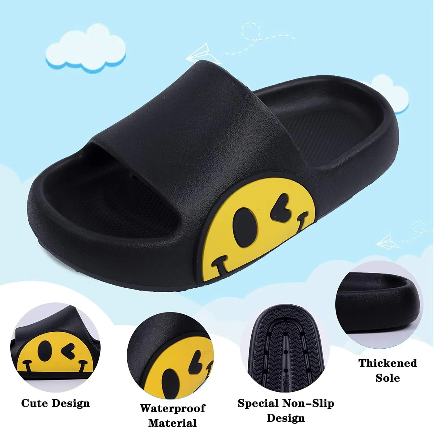 Guyarns Big Kids Cloud slides,Boys Girls Slides Non-slip Summer Beach Pool Shoes Toddler Cartoon Slides Sandals Indoor&Outdoor Garden Slippers Shower Shoes