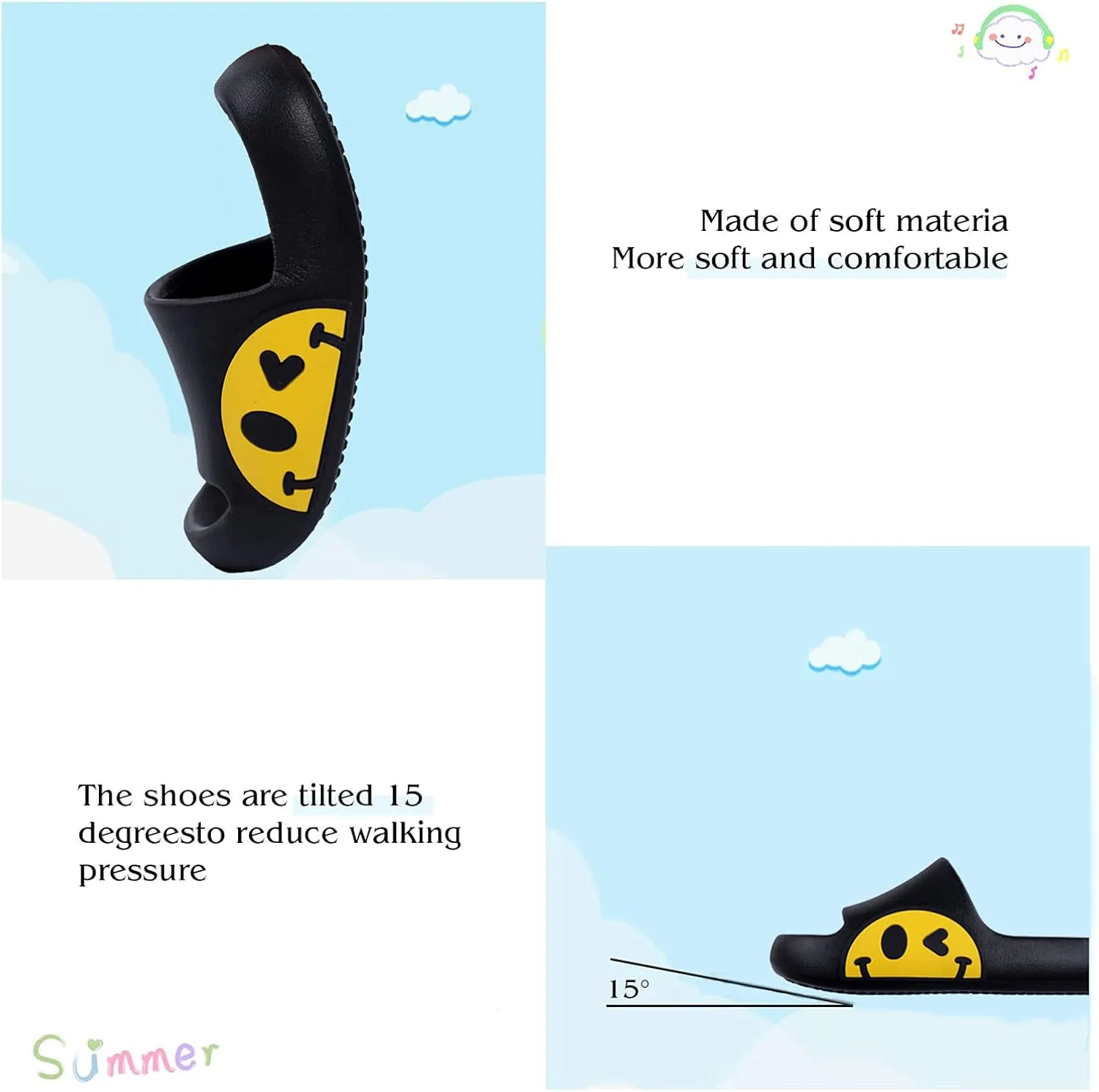 Guyarns Big Kids Cloud slides,Boys Girls Slides Non-slip Summer Beach Pool Shoes Toddler Cartoon Slides Sandals Indoor&Outdoor Garden Slippers Shower Shoes