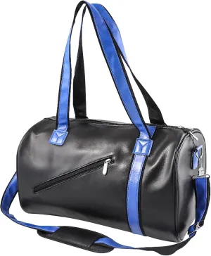 Gym Bag for Men Women Fitness Workout Sports Duffle Bag PU Leather Large Handbag Cylinder Crossbody Shoulder Weekender Overnight Bag for Travel, Business (Black)