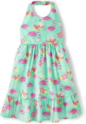 Gymboree,Girls,Spring Matching Dress Adult, Kids, Baby,Aqua Flamingos,8