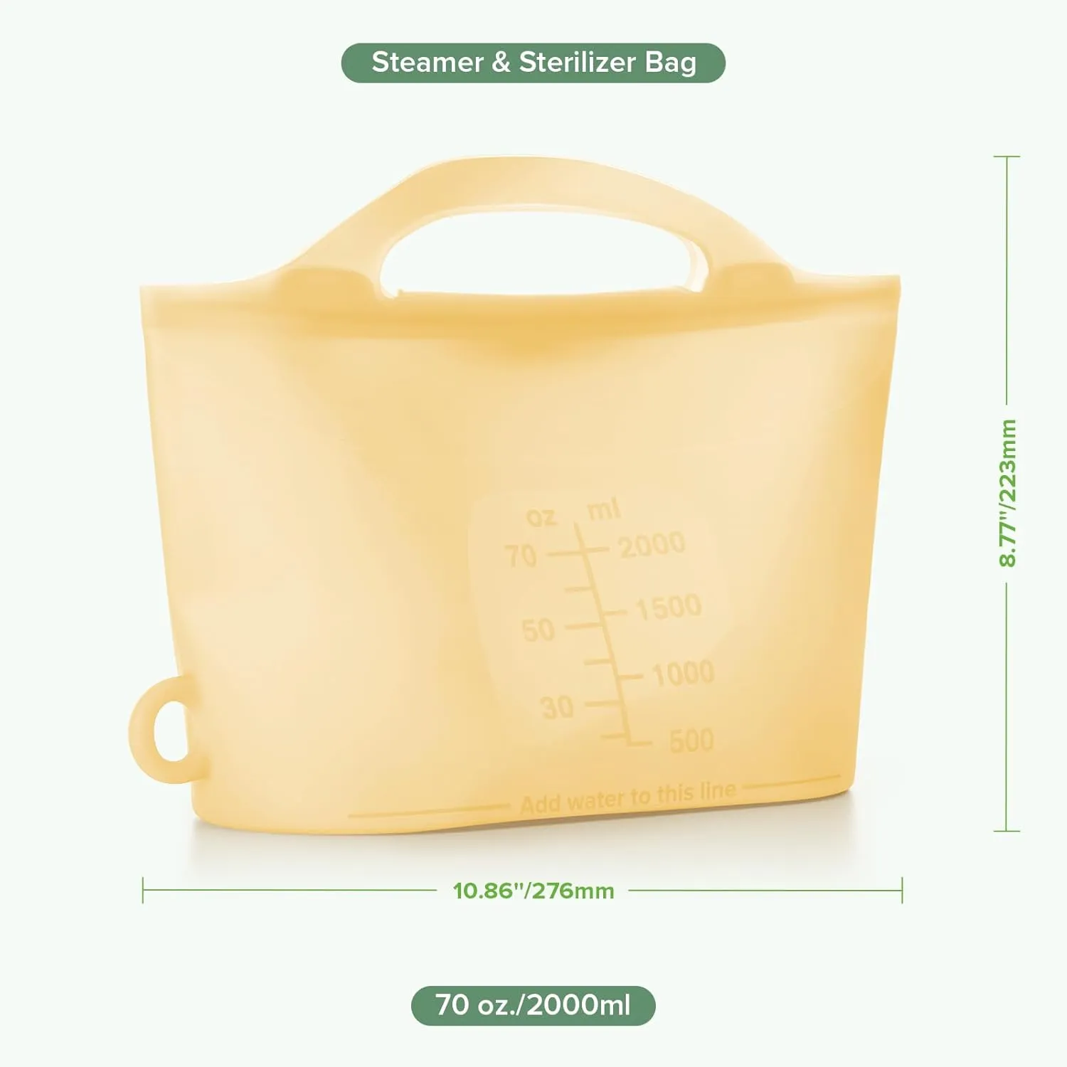 Haakaa Silicone Microwave Steamer & Steriliser Bag, 2000ml Large Capacity Reusable Steaming Bags for Baby Bottles/Breast Pump/Accessories/Pacifiers/Teethers,Great for Home and On-The-Go,Pineapple/2PCS