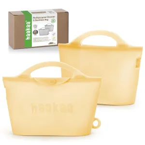 Haakaa Silicone Microwave Steamer & Steriliser Bag, 2000ml Large Capacity Reusable Steaming Bags for Baby Bottles/Breast Pump/Accessories/Pacifiers/Teethers,Great for Home and On-The-Go,Pineapple/2PCS