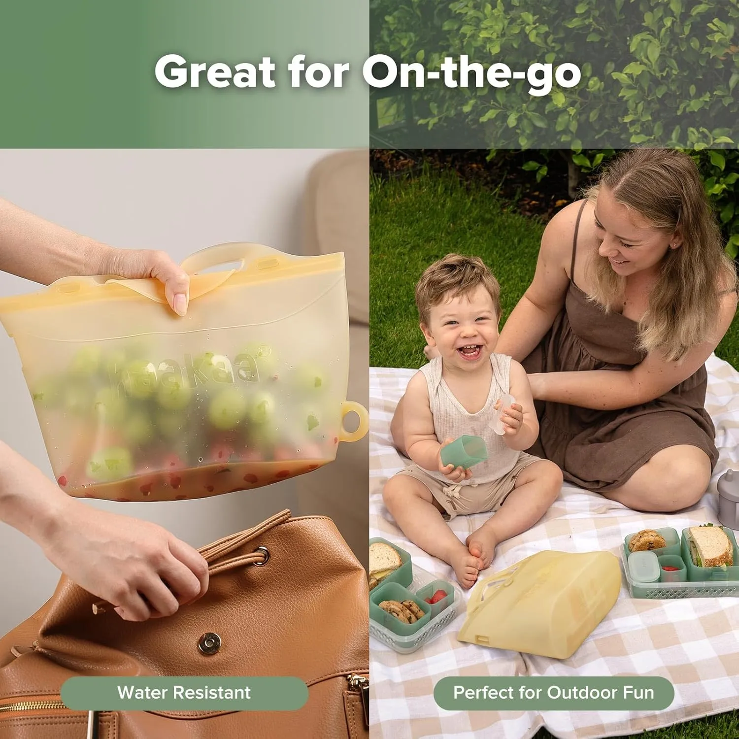 Haakaa Silicone Microwave Steamer & Steriliser Bag, 2000ml Large Capacity Reusable Steaming Bags for Baby Bottles/Breast Pump/Accessories/Pacifiers/Teethers,Great for Home and On-The-Go,Pineapple/2PCS