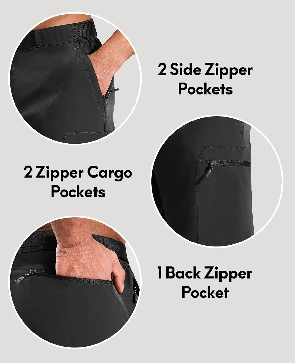 Haimont Men's Quick Dry Hiking Cargo Shorts 9in Lightweight Water Repellent UPF50 Travel Camping Shorts 5 Zipper Pockets