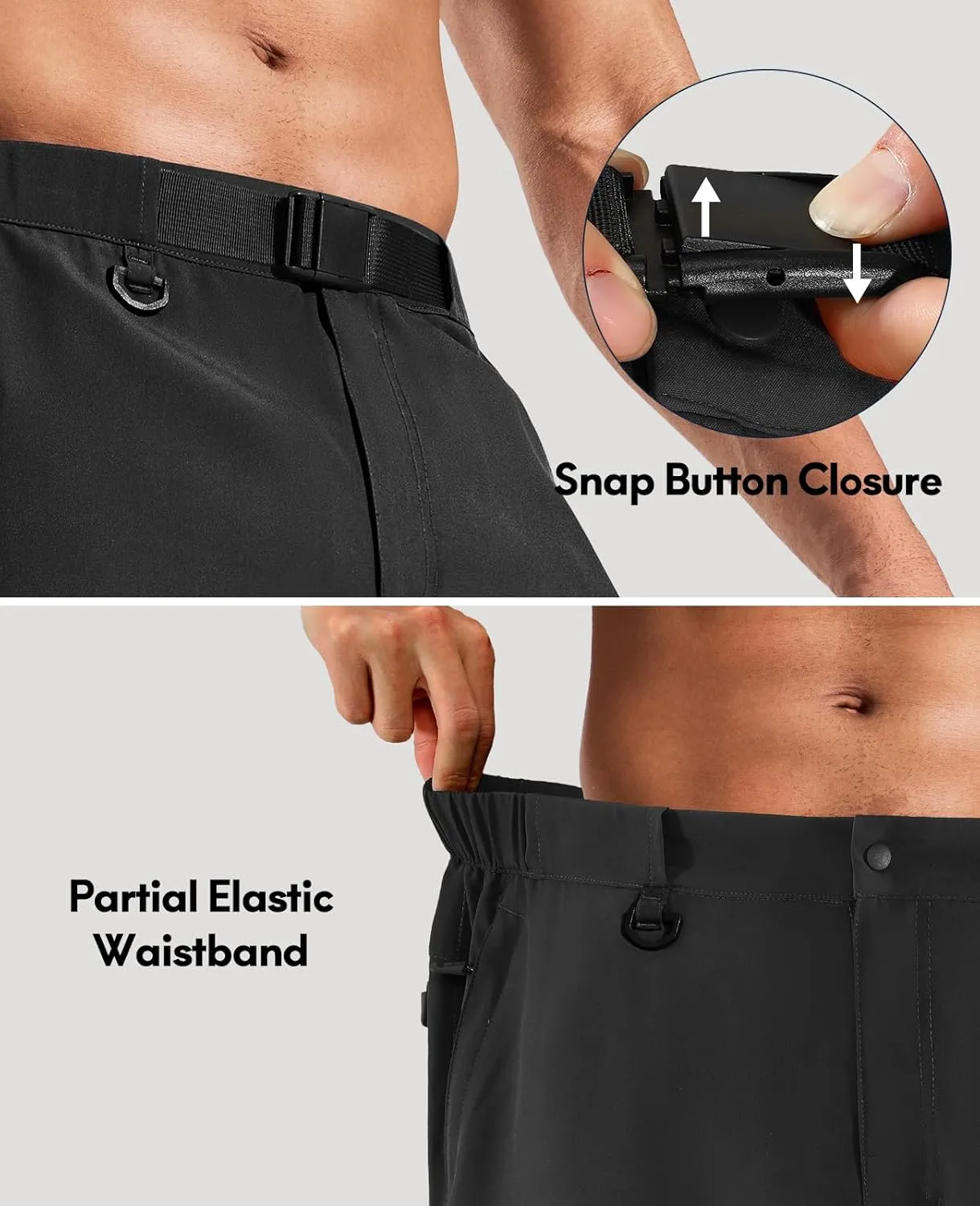 Haimont Men's Quick Dry Hiking Cargo Shorts 9in Lightweight Water Repellent UPF50 Travel Camping Shorts 5 Zipper Pockets