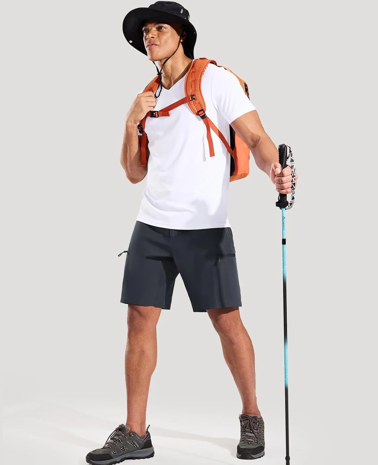 Haimont Men's Quick Dry Hiking Cargo Shorts 9in Lightweight Water Repellent UPF50 Travel Camping Shorts 5 Zipper Pockets