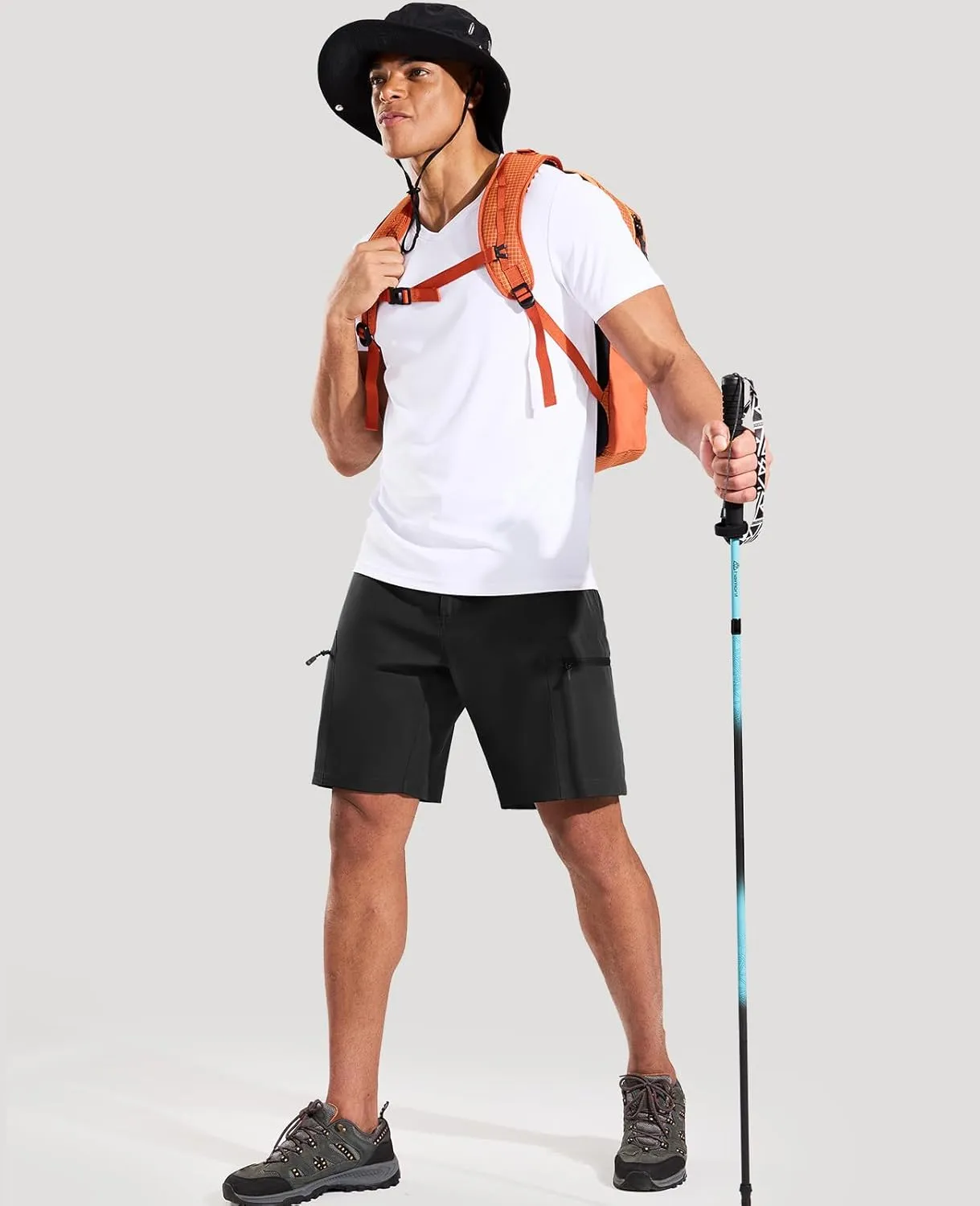 Haimont Men's Quick Dry Hiking Cargo Shorts 9in Lightweight Water Repellent UPF50 Travel Camping Shorts 5 Zipper Pockets