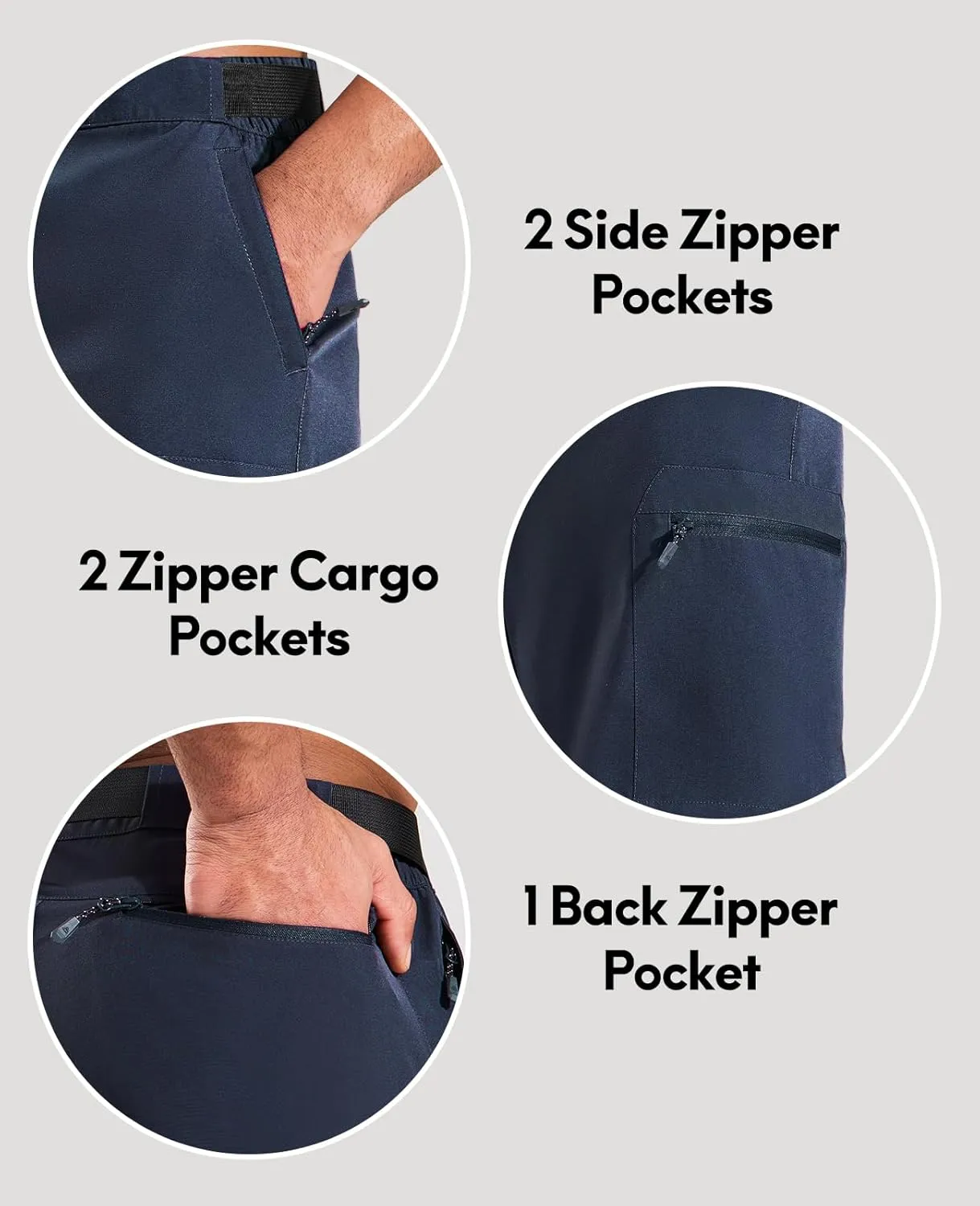 Haimont Men's Quick Dry Hiking Cargo Shorts 9in Lightweight Water Repellent UPF50 Travel Camping Shorts 5 Zipper Pockets