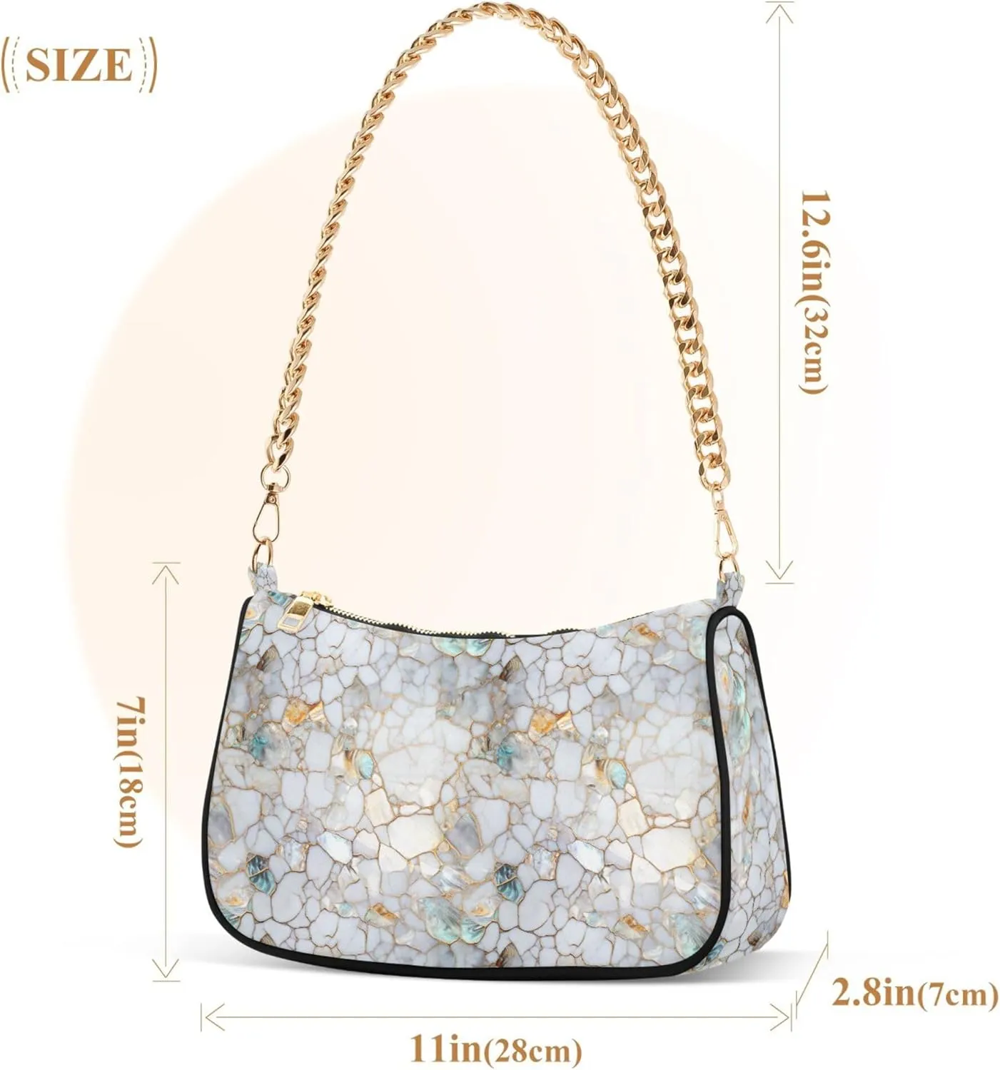 Handbag Purses for Women Marble Chain Shoulder Bag
