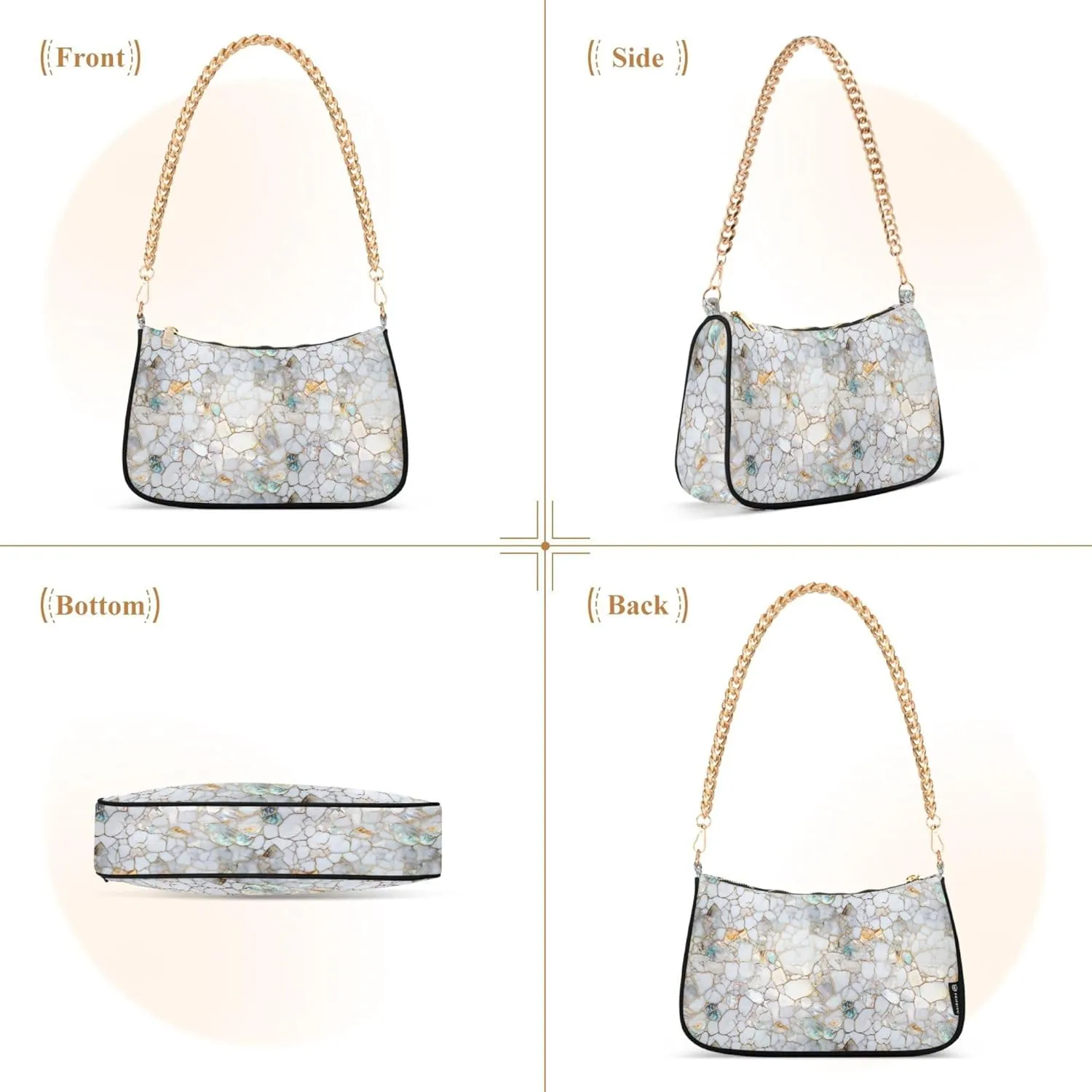 Handbag Purses for Women Marble Chain Shoulder Bag