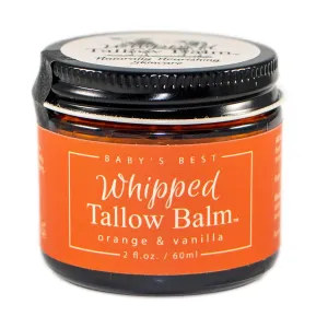 Handmade Whipped Tallow Balm, 100% Grass-fed Beef Tallow for Skin w/Organic Jojoba Oil, Natural Tallow Face Moisturizer, Relief For Dry Skin, Diaper Rash - 2 oz (Orange & Vanilla)