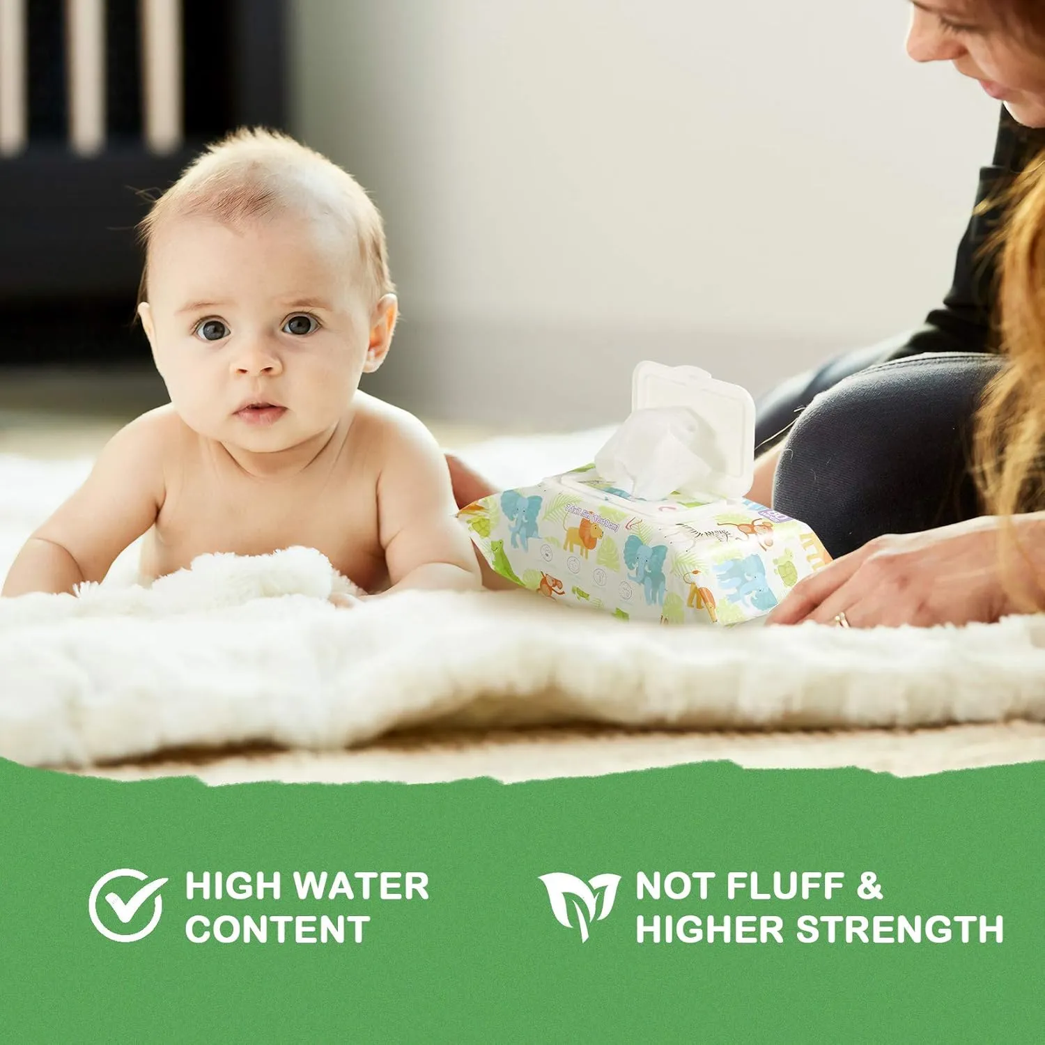 HAPPY BUM Sensitive Water Baby Diaper Wipes, Baby Wipes, Unscented, 4 Flip-top packs (320 Wipes Total)
