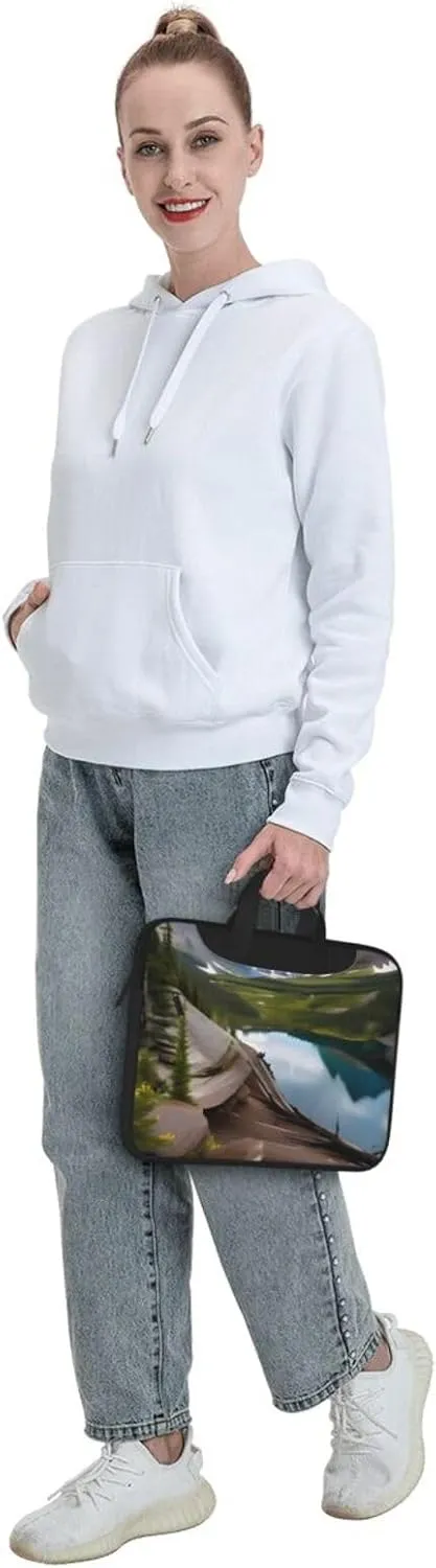 Happy Camper Green Print Notebook Computer Protective Carrying Cover With Pocket,13 Inch Laptop Shoulder Bag