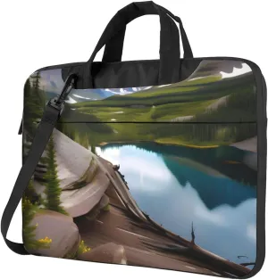 Happy Camper Green Print Notebook Computer Protective Carrying Cover With Pocket,13 Inch Laptop Shoulder Bag