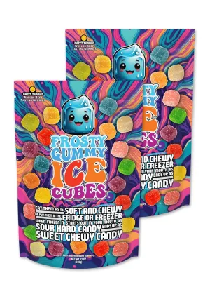 Happy Yummmies Gummy Ice Cubes Mix, Multi Flavor Gummy Candy, Sugared Gummy Cubes, Gummy Candy Snacks, Gourmet Candies, with fun Resealable Bag – 12oz, 2 Pack
