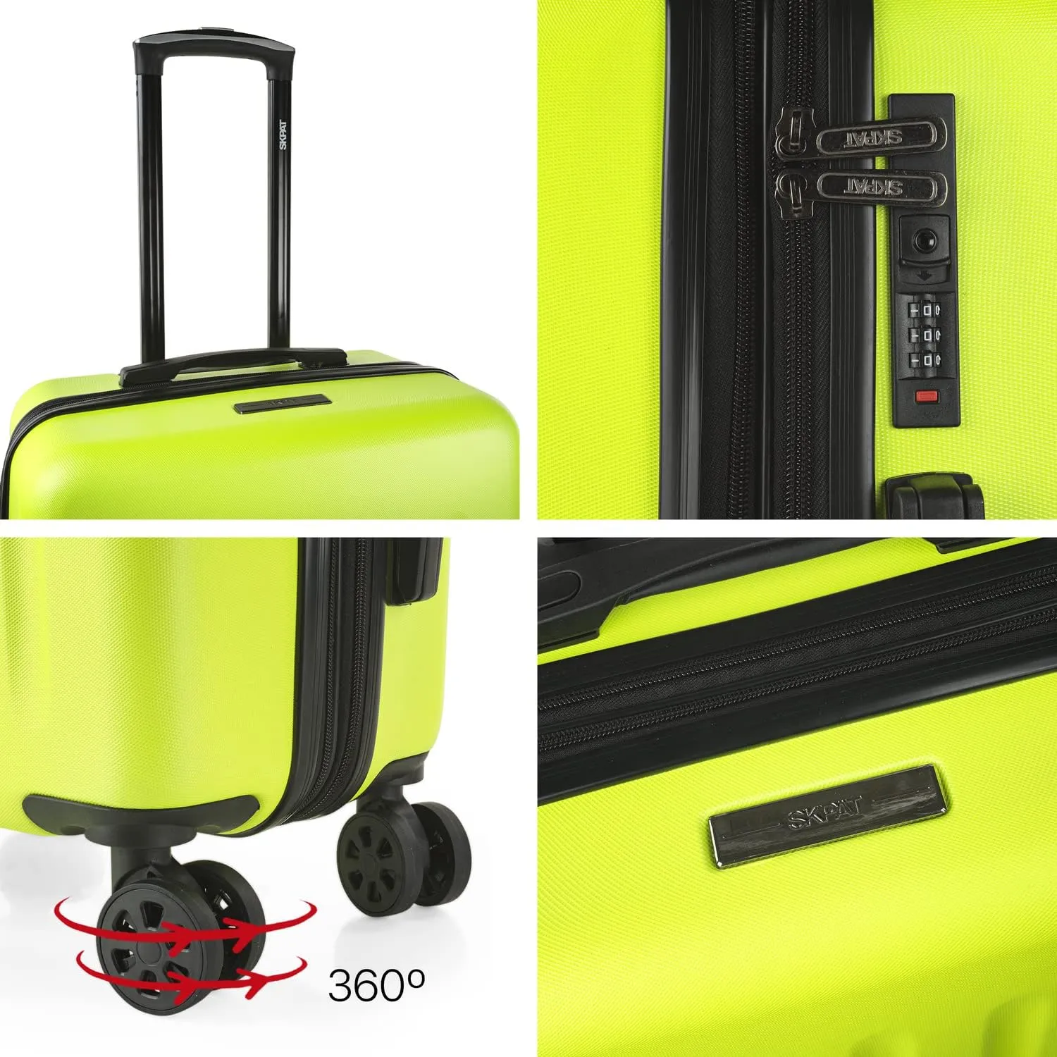 Hard Shell Suitcase Set of 2-4 Double Wheel ABS Luggage Sets 3 Piece with TSA Combination Lock - Resistant and Lightweight Hard Suitcase Set in Small Cabin Size, Medium and Large, Pistachio, M
