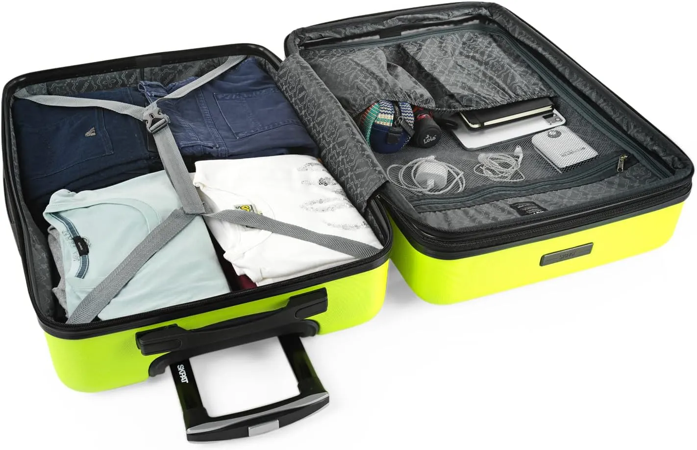 Hard Shell Suitcase Set of 2-4 Double Wheel ABS Luggage Sets 3 Piece with TSA Combination Lock - Resistant and Lightweight Hard Suitcase Set in Small Cabin Size, Medium and Large, Pistachio, M
