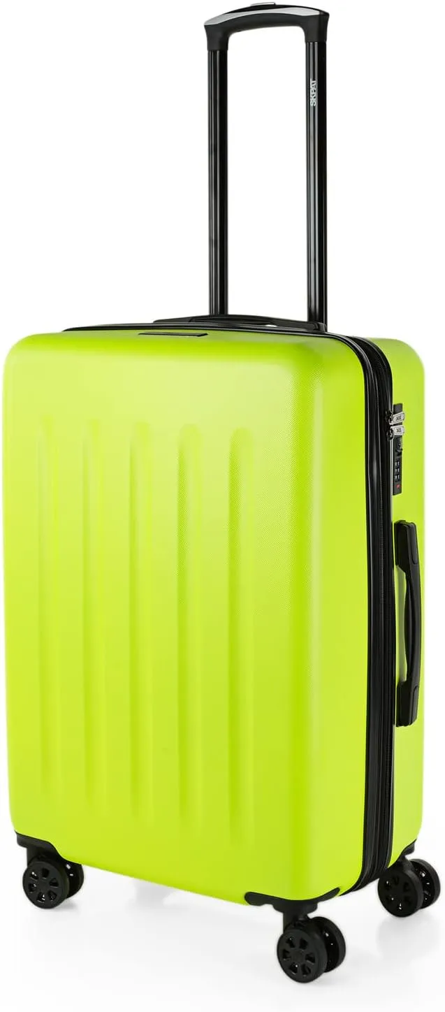 Hard Shell Suitcase Set of 2-4 Double Wheel ABS Luggage Sets 3 Piece with TSA Combination Lock - Resistant and Lightweight Hard Suitcase Set in Small Cabin Size, Medium and Large, Pistachio, M