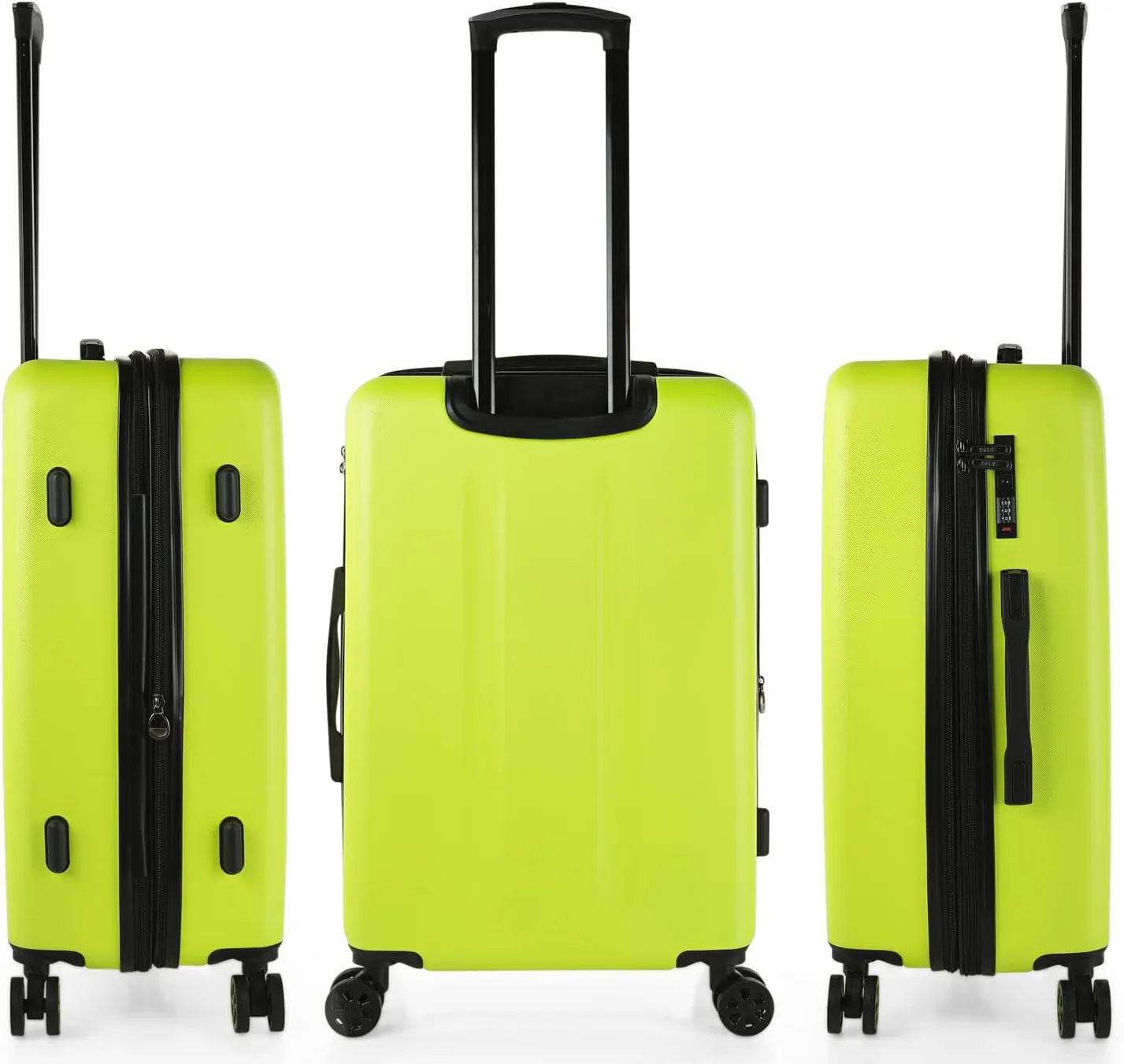 Hard Shell Suitcase Set of 2-4 Double Wheel ABS Luggage Sets 3 Piece with TSA Combination Lock - Resistant and Lightweight Hard Suitcase Set in Small Cabin Size, Medium and Large, Pistachio, M