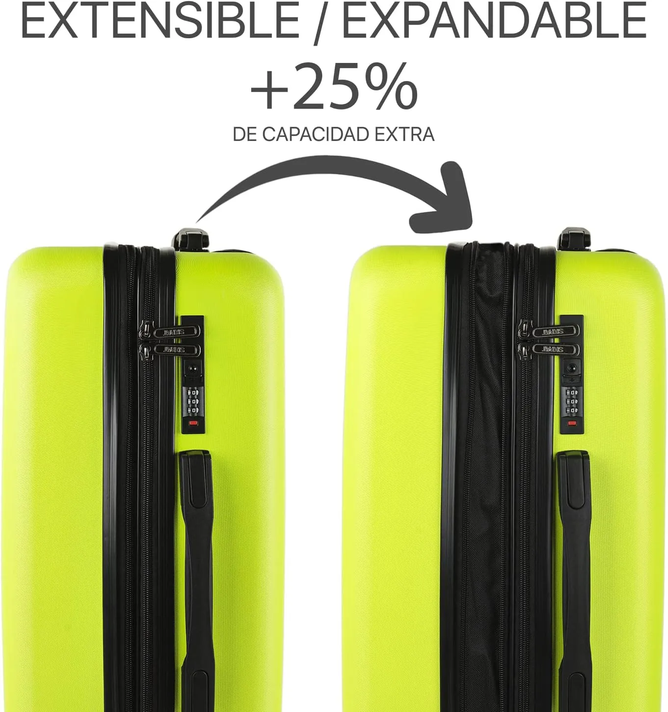 Hard Shell Suitcase Set of 2-4 Double Wheel ABS Luggage Sets 3 Piece with TSA Combination Lock - Resistant and Lightweight Hard Suitcase Set in Small Cabin Size, Medium and Large, Pistachio, M