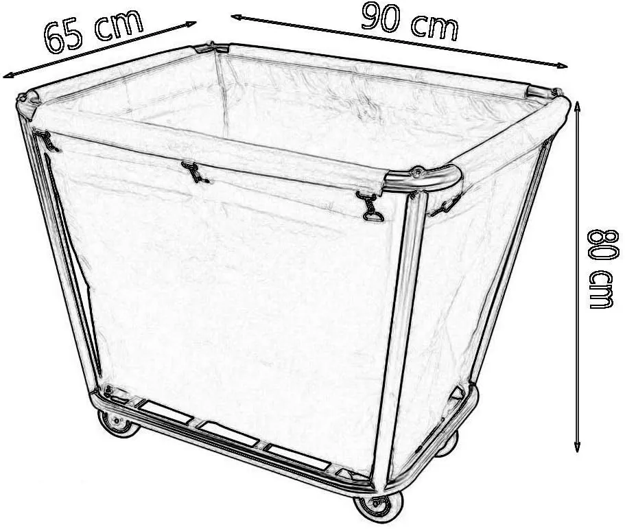 Heavy Duty Household Serving Cart with Movable Bags and Silent Wheels Multifunctional Trolley for Hotel Laundry Sorting and More Blue 90X65X80Cm