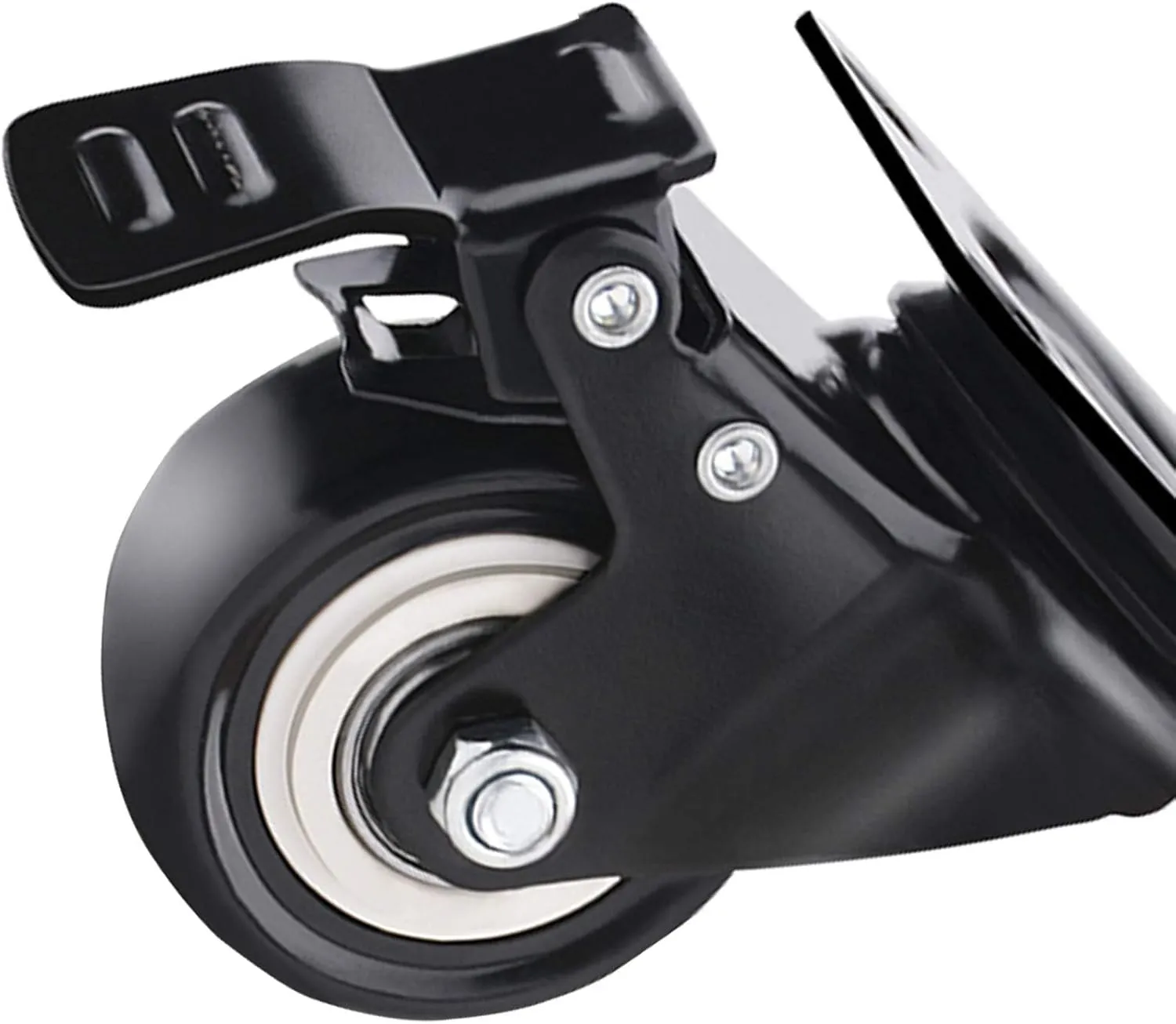 Heavy Duty Wheels, 4 Heavy Duty Castor Wheels Furniture Castors Wheels No Noise Industrial Plate Casters Swivel Caster with Brakes,with Screws,for Shelves, Trolleys, Sofas,Black(1.5i(2inch)