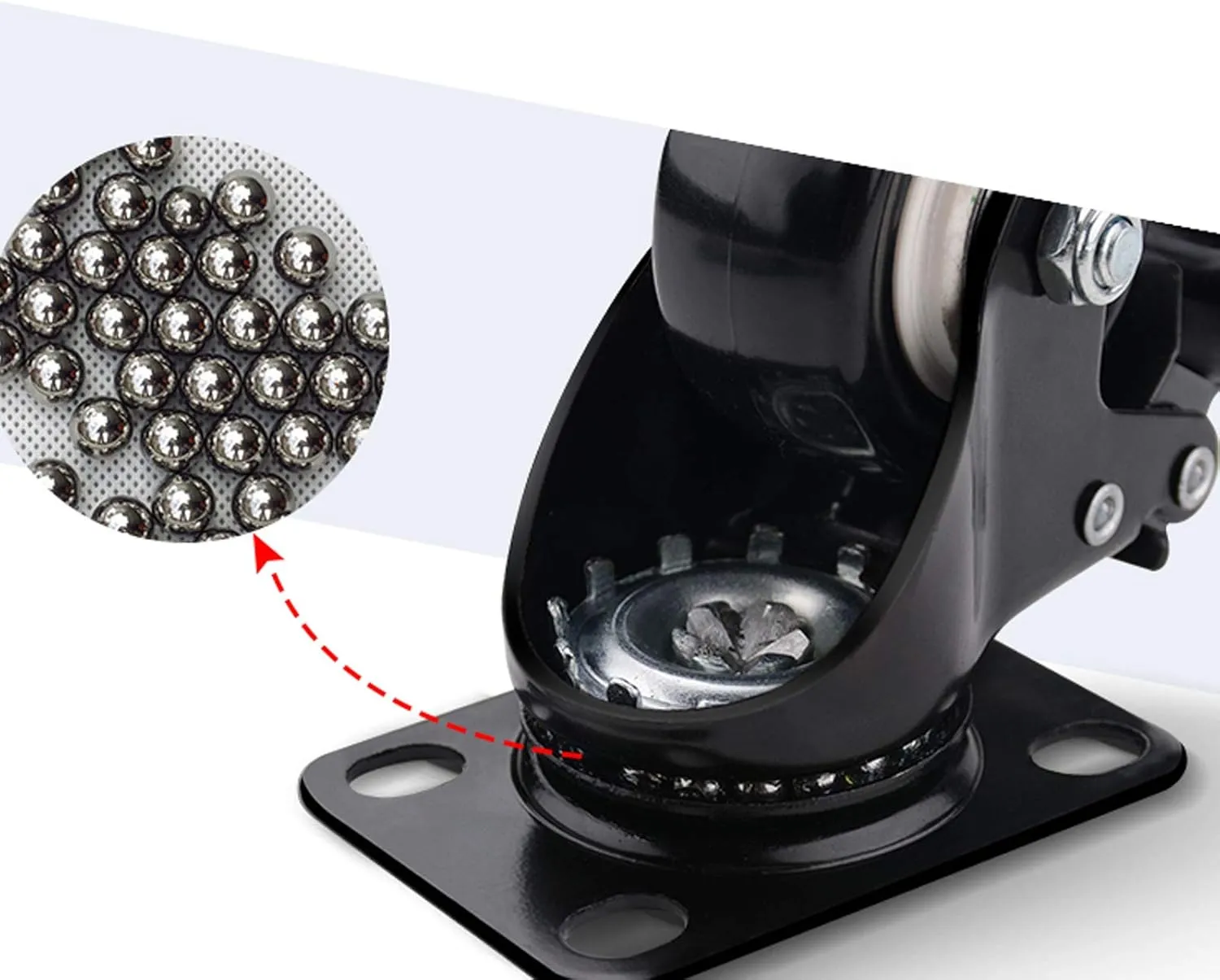 Heavy Duty Wheels, 4 Heavy Duty Castor Wheels Furniture Castors Wheels No Noise Industrial Plate Casters Swivel Caster with Brakes,with Screws,for Shelves, Trolleys, Sofas,Black(1.5i(2inch)