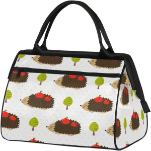 Hedgehog Apples Travel Duffel Bag Sports Travel Duffel Bag Waterproof Durable Large Gym Tote Bag Weekender Overnight Bag for Women Travel Gym Yoga