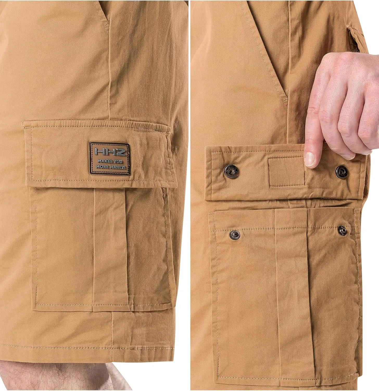 HHZ Men's Drawstring Cargo Shorts Relaxed Fit Shorts with Pockets Work Hiking Summer Athletic Short Men