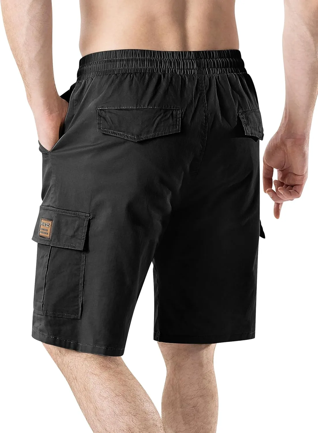 HHZ Men's Drawstring Cargo Shorts Relaxed Fit Shorts with Pockets Work Hiking Summer Athletic Short Men
