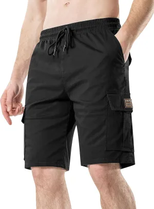 HHZ Men's Drawstring Cargo Shorts Relaxed Fit Shorts with Pockets Work Hiking Summer Athletic Short Men