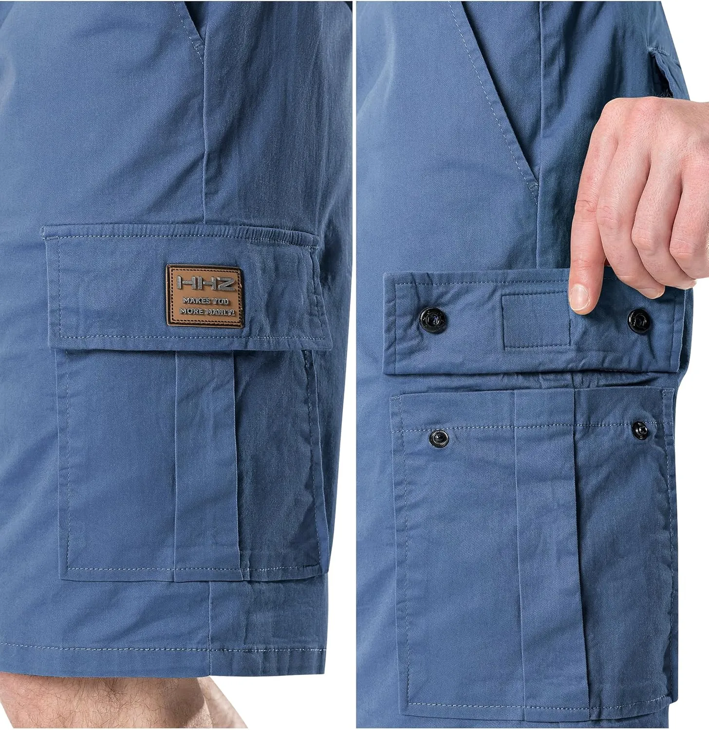 HHZ Men's Drawstring Cargo Shorts Relaxed Fit Shorts with Pockets Work Hiking Summer Athletic Short Men
