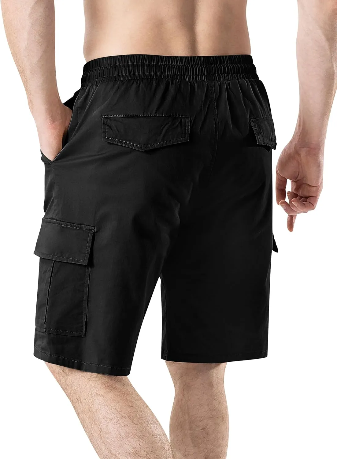 HHZ Men's Drawstring Cargo Shorts Relaxed Fit Shorts with Pockets Work Hiking Summer Athletic Short Men