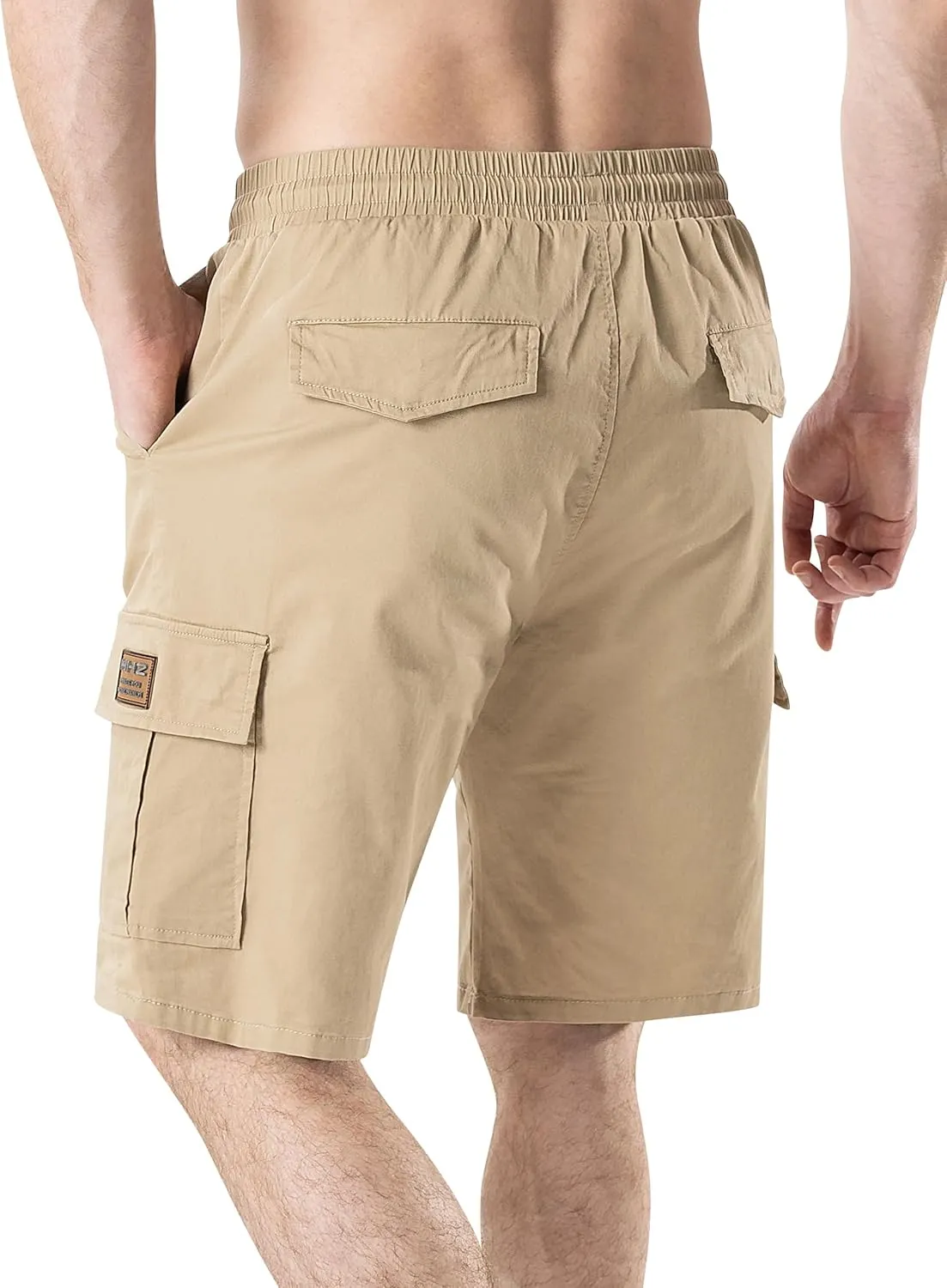 HHZ Men's Drawstring Cargo Shorts Relaxed Fit Shorts with Pockets Work Hiking Summer Athletic Short Men