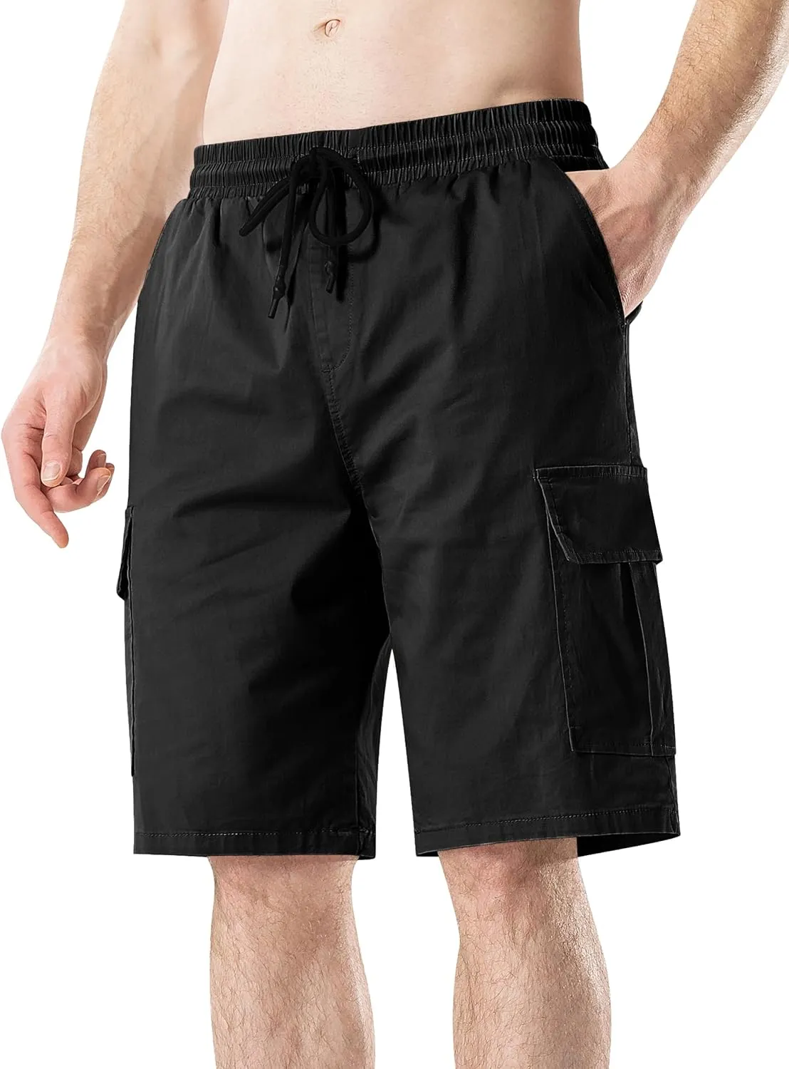 HHZ Men's Drawstring Cargo Shorts Relaxed Fit Shorts with Pockets Work Hiking Summer Athletic Short Men
